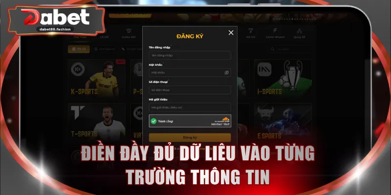 Điền đầy đủ dữ liệu vào từng trường thông tin