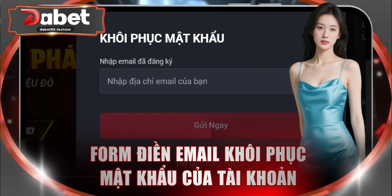 Form điền email khôi phục mật khẩu của tài khoản